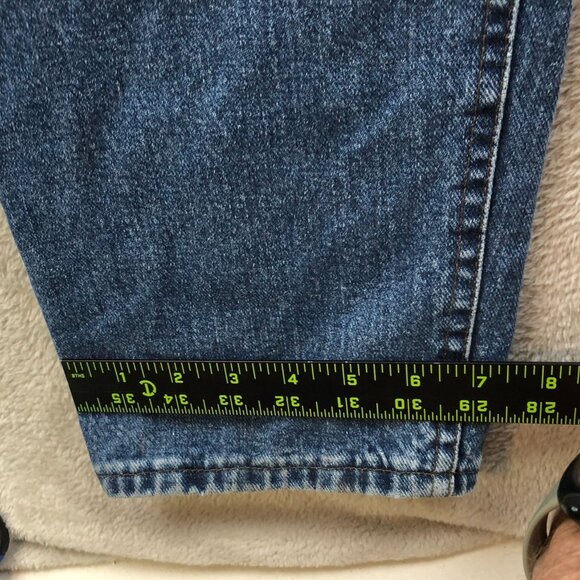 Vintage Womens Jeans Size 12 Long Straight Leg Pleated Front Blue Denim Casual - Picture 7 of 11